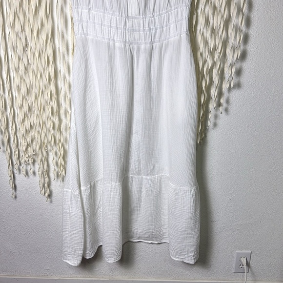 Joe's White Gauze Maxi Dress Smocked Waist Cap Sleeve Pockets Size Large - Picture 8 of 11